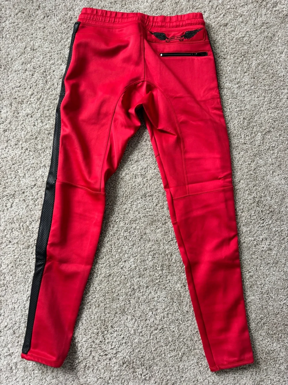 Robin's Jean Red Joggers with Black Side Panels & Number 8